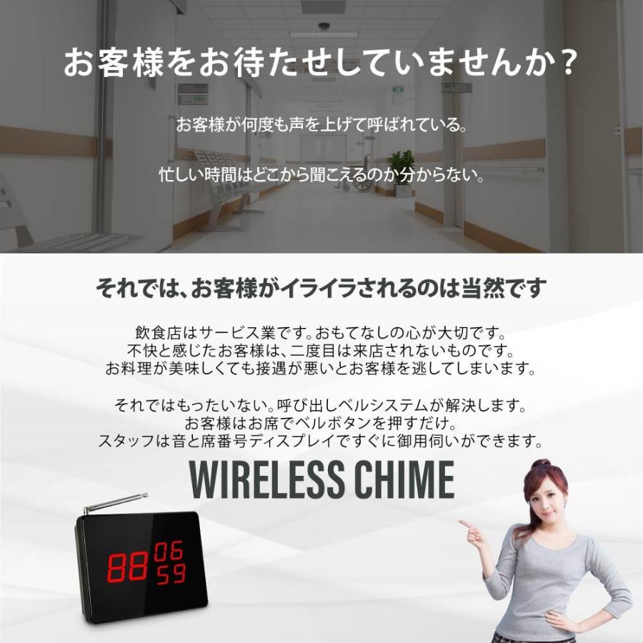 ワイヤレスチャイム スタッフ呼び出しベル 送信ボタン10個付き 3 ワイヤレスチャイム スタッフ呼び出しベル 送信ボタン10個付き 3