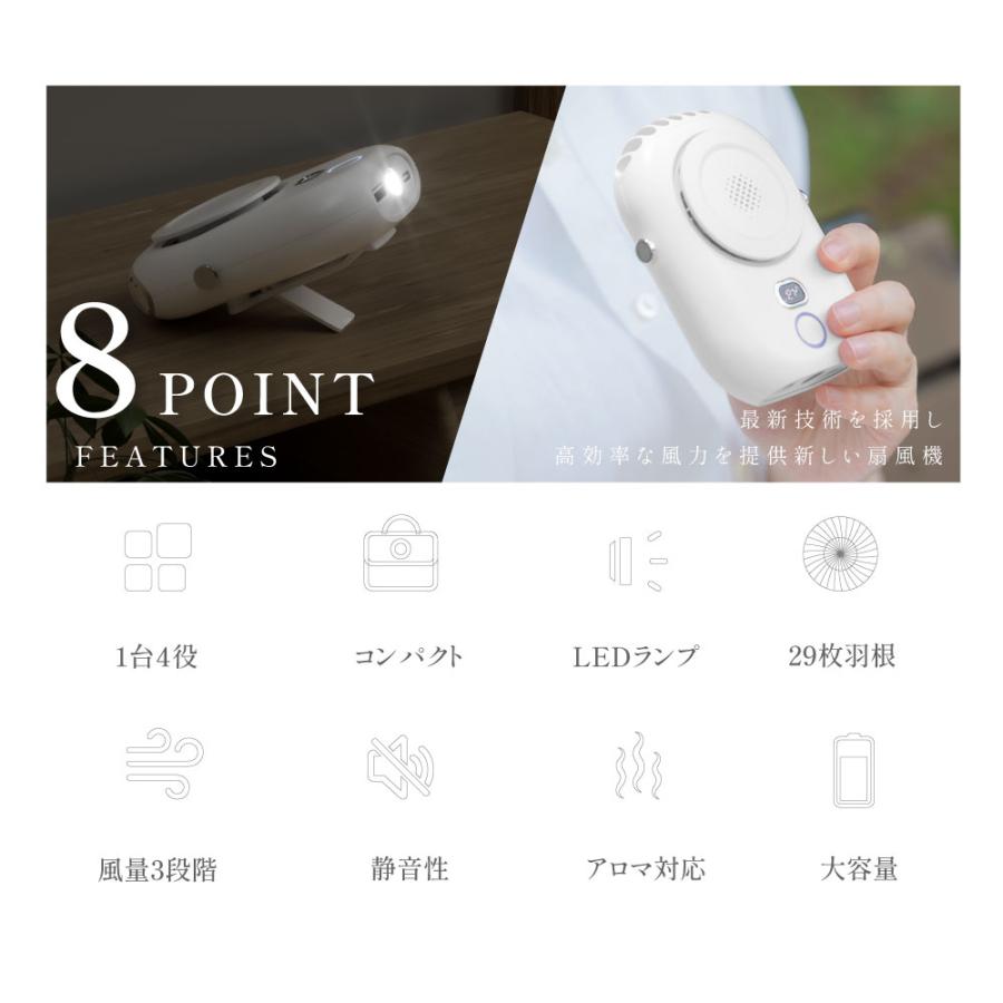 ハンディファン 扇風機 首かけ 腰掛け扇風機 卓上 1台4役 ネックファン ミニファン LED残量表示 手持ち 2000mAh 充電式 携帯 ミニ扇風機 静音 熱中症対策 爆買 |  | 02