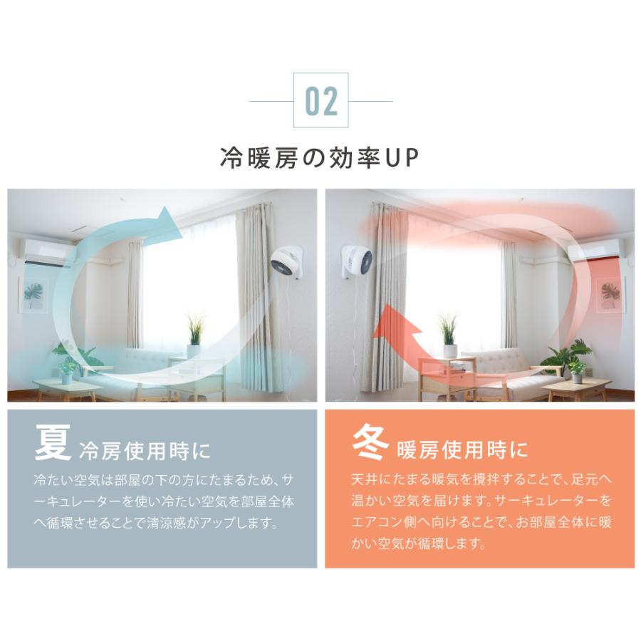 扇風機 壁掛け サーキュレーター 360°首振り 3段階風量調節 卓上 リモコン付き パワフル 3D送風 小型 冷房 空気循環 梅雨 衣類乾燥 プレゼント xr-ht04 | ブランド登録なし | 05