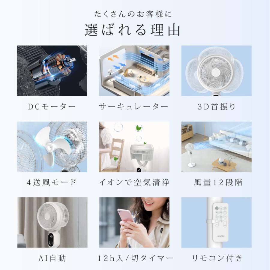 イオン除菌機能付 リビング扇風機 サーキュレーター dcモーター イオン除菌 空気清浄 高さ調節 12段階風量調節 自動首振り 自動OFFタイマー xr-ht15 | ブランド登録なし | 02
