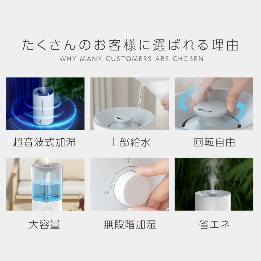 加湿器 超音波加湿器 上から給水 卓上加湿 卓上 オフィス 大容量 4L 9