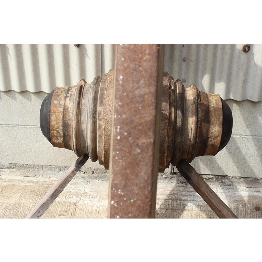 チーク古木 オールドチーク 置物 飾り象 一木一刀作り◇九連象丸彫り（薄） チーク古木 オールドチーク 置物 飾り象 一木一刀作り◇九連象丸