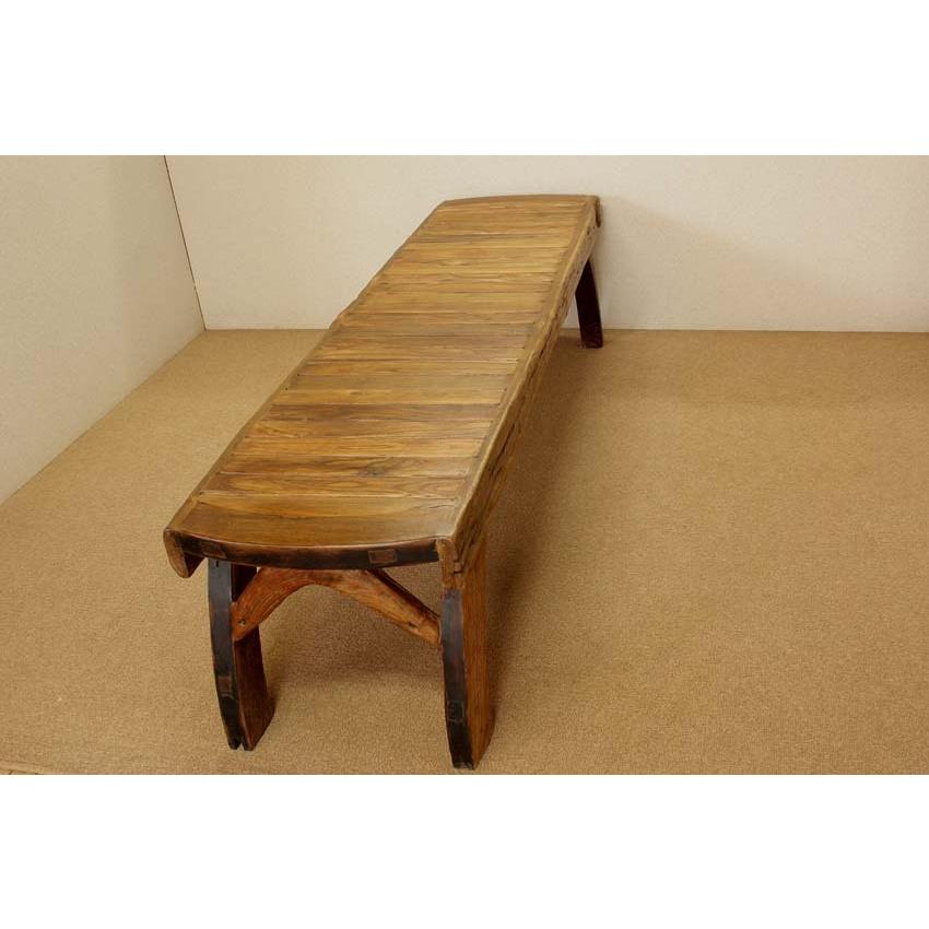 チーク 古木 ベンチ チーク古木自然杢凹凸 オールドチーク アンティーク 総無垢