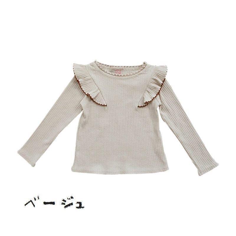 カットソー 子供服 キッズ ベビー ジュニア 女の子 トップス こども用 長袖 肩フリル リブ 無地 かわいい シンプル 着回し おしゃれ｜asuka6-store｜19