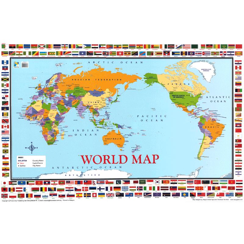 子ども用英語ポスター World Map Wall Charts 英語の大きな世界地図 ワールドマップ Edu044 Asukabc Online 通販 Yahoo ショッピング