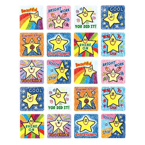 星のステッカー/STARS: KID-DRAWN/英語コメントステッカー（120個）｜asukabc-online