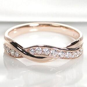 ダイヤモンド エタニティ リング ピンキー 指輪 ダイヤ ウエーブ クロス 18k 18金 ゴールド ASK7001 :ASK7001