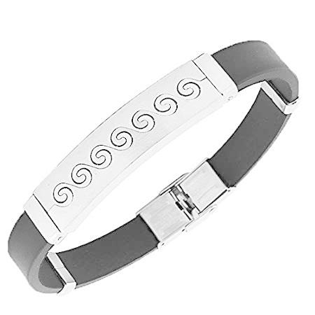 ファッション クーポン利用 送料無料 特別価格ステンレス鋼ブラックゴムシリコンシルバートーンサーフィン波メンズブレスレット好評販売中 G7tnpi3cjp Autoptrack Com