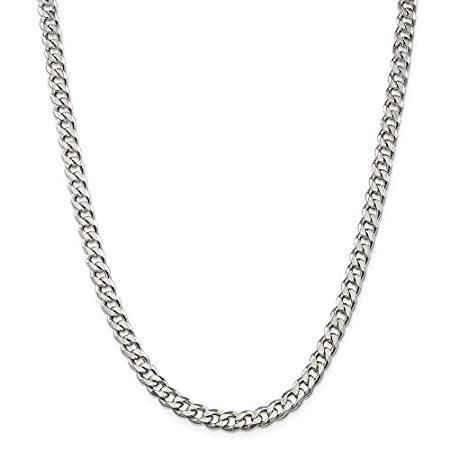 【お取り寄せ】 特別価格Solid 925 Sterling Silver 7mm Curb Cuban Chain Necklace - with Secure Lobst好評販売中 ネックレス、ペンダント