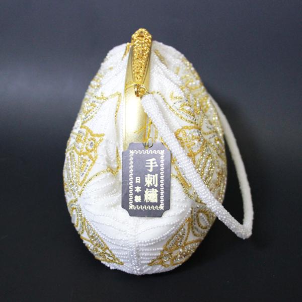 振袖に 手刺繍 日本製 ビーズバッグ 和洋両用タイプ [商品番号bag1575