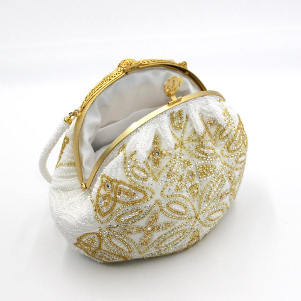 振袖に 手刺繍 日本製 ビーズバッグ 和洋両用タイプ [商品番号bag1575