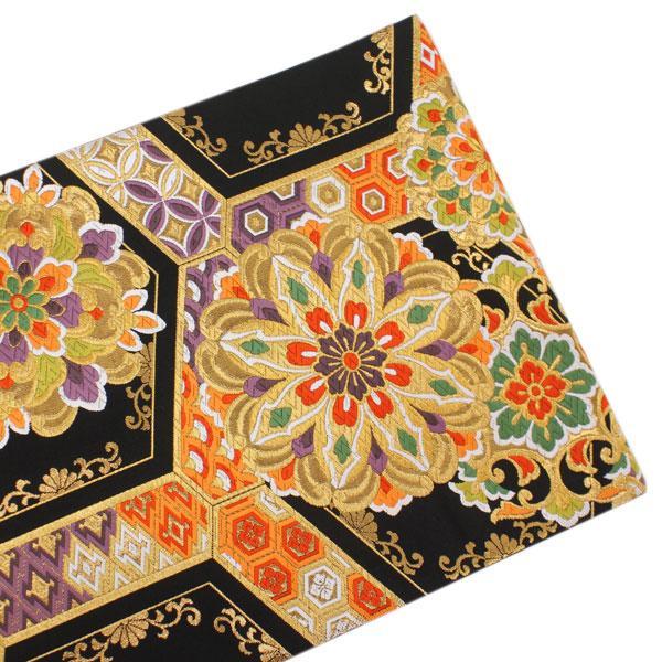 着物 帯 西陣織 ふくい織物謹製 最高級 袋帯 金箔 亀甲 宝相華 振袖用