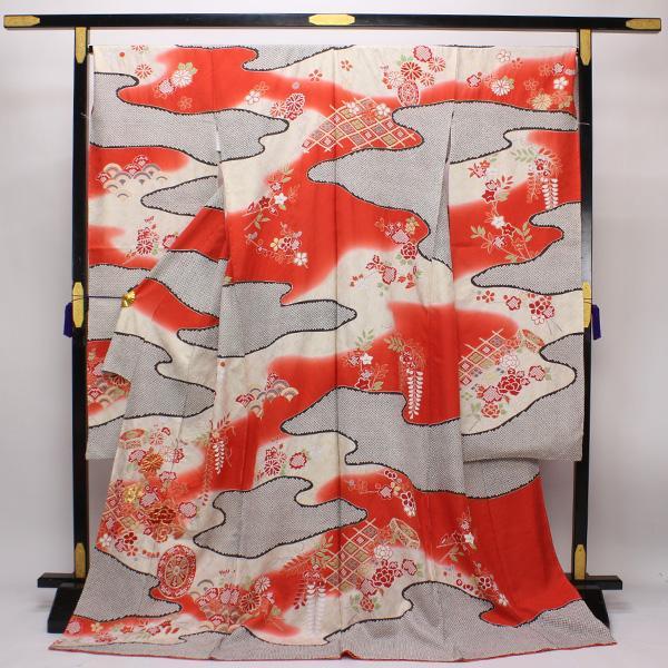着物 振袖 本手加工 手絞り 金駒刺繍 蘇州刺繍 未仕立て あすかや [商品番号fs137]