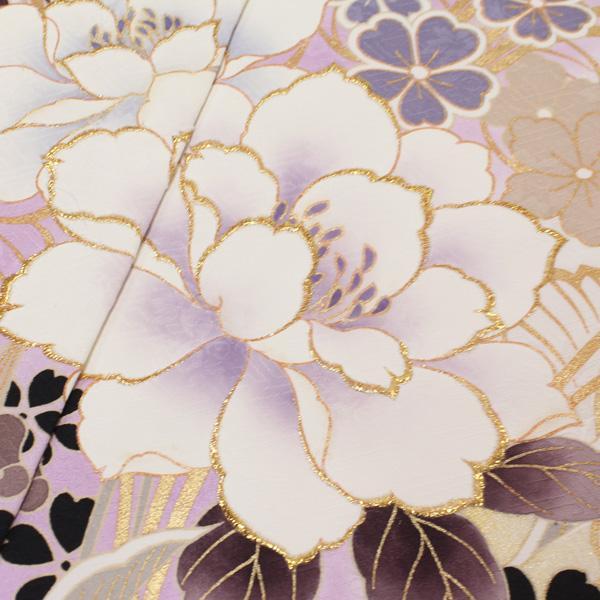 お仕立て付き】着物 振袖 丹後ちりめん紋織生地 金彩加工 薔薇に牡丹 