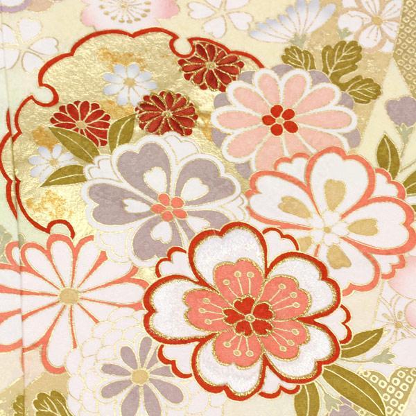 着物 振袖 型染め京友禅 金彩加工 蘇州刺繍 ラメ刺繍 桜地紋綸子地 未