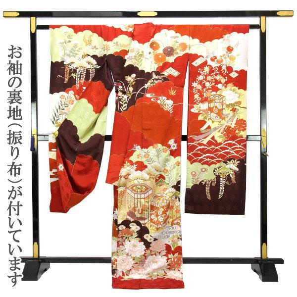 お仕立て付き】着物 皇室作家 藤井寛 最高級 紋綸子 本振袖 金彩 金駒  