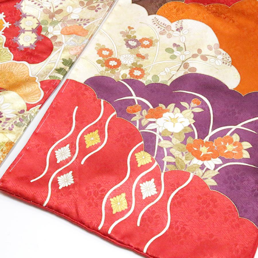 A5j◆着物くつろぎ 花模様 金駒刺繍 花瓶 牡丹 袷 化繊 振袖 着物 07 着物 皇室作家 藤井寛 最高級 紋綸子 本振袖 日本の絹 金彩 金駒繍い