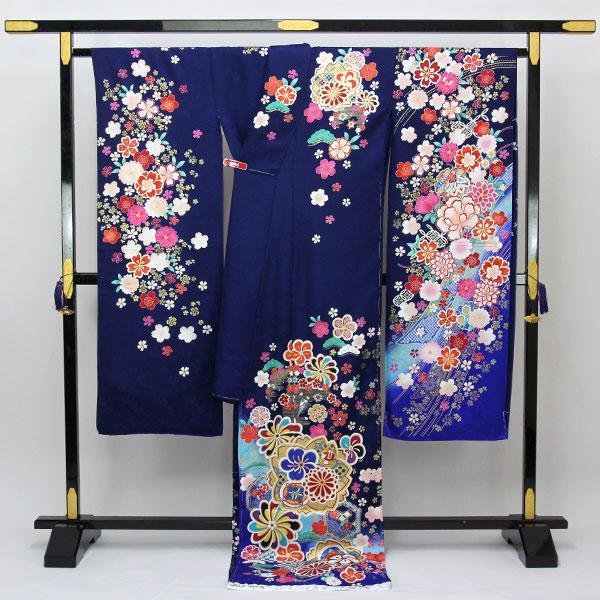 着物 振袖 型染め京友禅 金駒刺繍金彩加工 桜紗彩型地紋綸子地 未