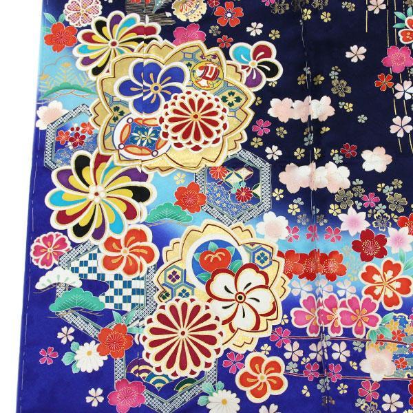 振袖セット　花車文　正絹　友禅　金駒刺繍　入子菱地紋　金彩加工　高級手絞り 17 着物 振袖 型染め京友禅 金駒刺繍金彩加工 桜紗彩型地紋綸子地 未