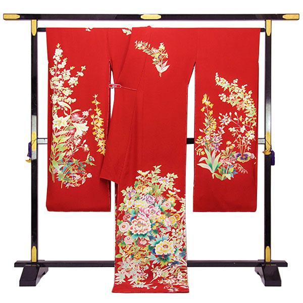 着物 本振袖 京友禅 馬塚功 手描き 四季の花 振袖 未仕立て 八掛付き 