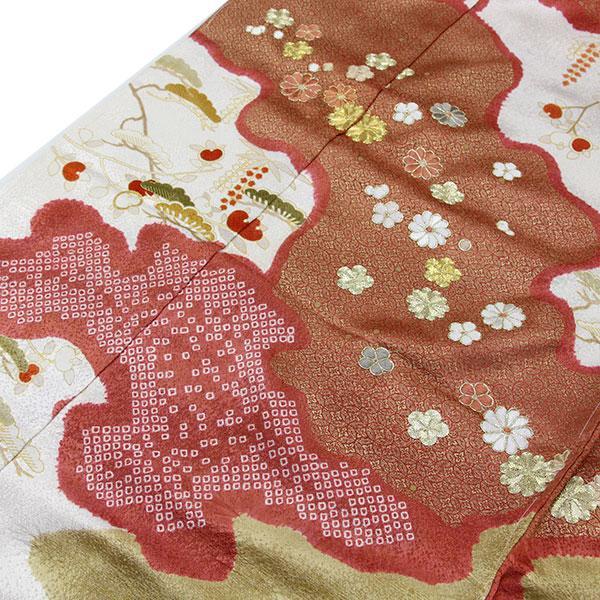 平和屋着物●十日町 名門青柳謹製　訪問着　駒刺繍　重ね山鹿の子枝花文　金彩　京都きもの友禅扱い ロング丈 正絹 逸品 未使用 BAAW5017hj 平和屋着物○十日町 名門青柳謹製 訪問着 駒刺繍 重ね山鹿の子枝花文