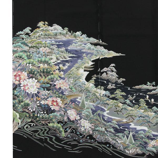 着物 伝統工芸品 本加賀友禅 黒留袖 多崎元人作 天の橋立 あすかや