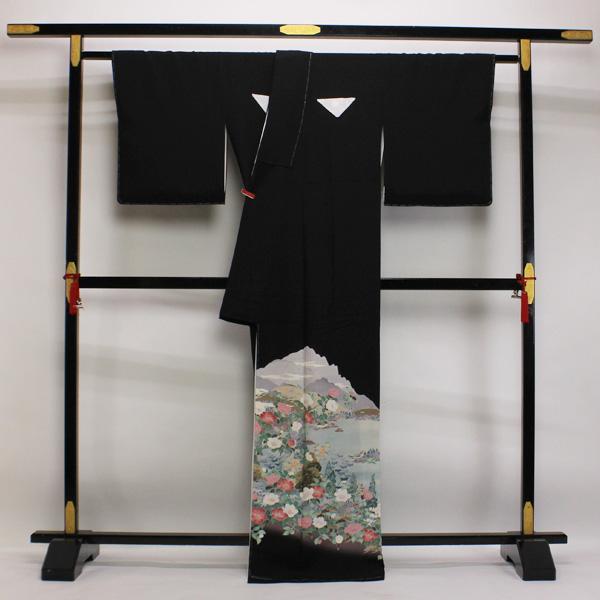 【お仕立て上がり】着物 正絹胴裏 手縫い仕立て 黒留袖 Lサイズ あすかや [商品番号pt1348]の画像