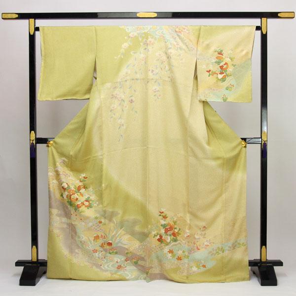 お仕立て上がり】着物 正絹胴裏 新品 仕立済 鶴花唐草紋織友禅 訪問着 