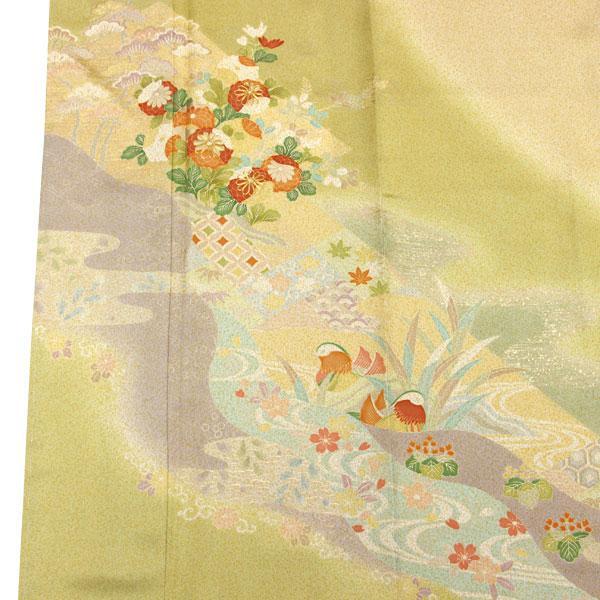 お仕立て上がり】着物 正絹胴裏 新品 仕立済 鶴花唐草紋織友禅 訪問着 