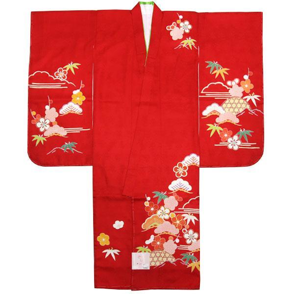 七五三 着物 新品 正絹 着物 7歳用 女の子 販売 お正月 ひな祭り 松竹梅 赤 あすかや [商品番号pt3859]_1
