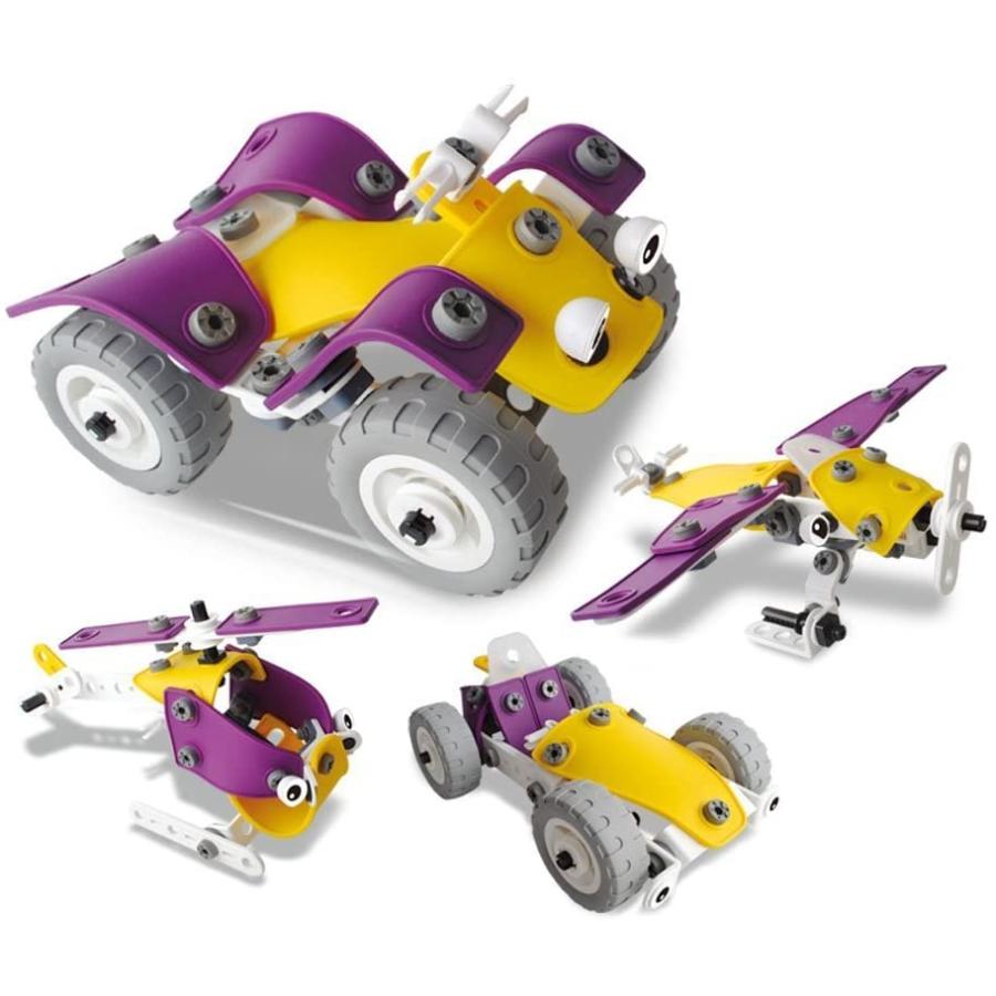 Leverde ねじ止め ブロック おもちゃ 工具 知育玩具 変形 4種類モデル 車 バギー ヘリコプター 立体