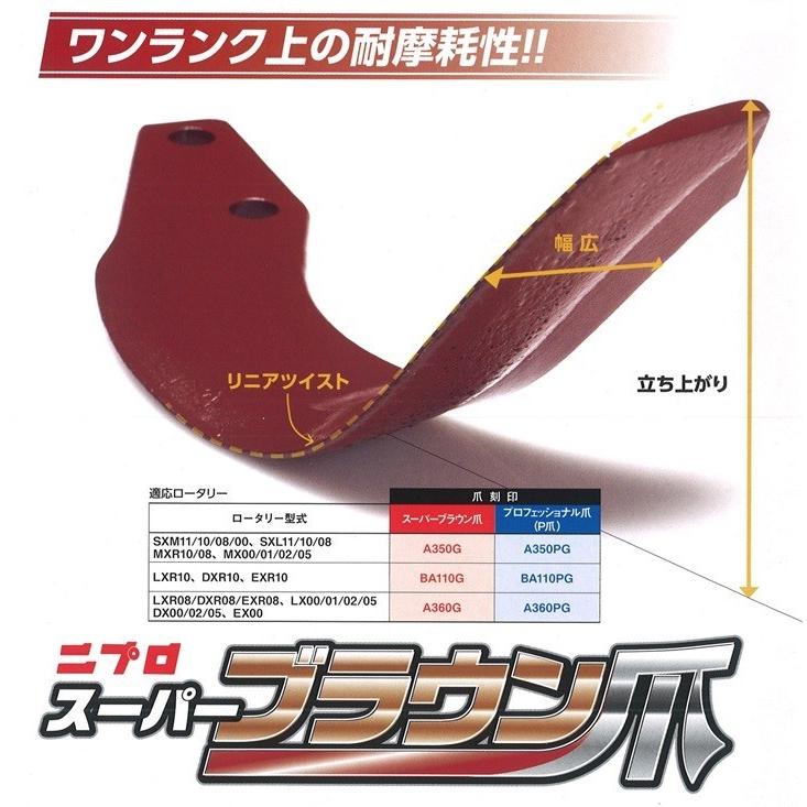 ニプロ 純正爪 耕運爪 スーパーブラウン爪 A360G 44本セット フランジタイプ A411 904000-の画像