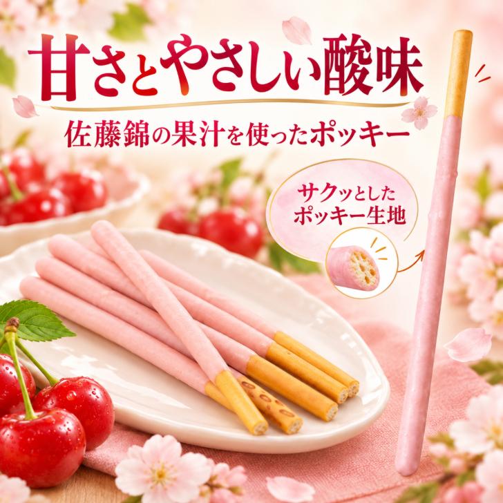 Pocky 東北限定 お菓子シリーズ ポッキー佐藤錦 (13袋) 東北 ご当地 お