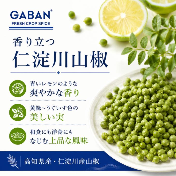 GABAN（ギャバン） 高知県産 仁淀川山椒 20g ぶどう 山椒 ホール