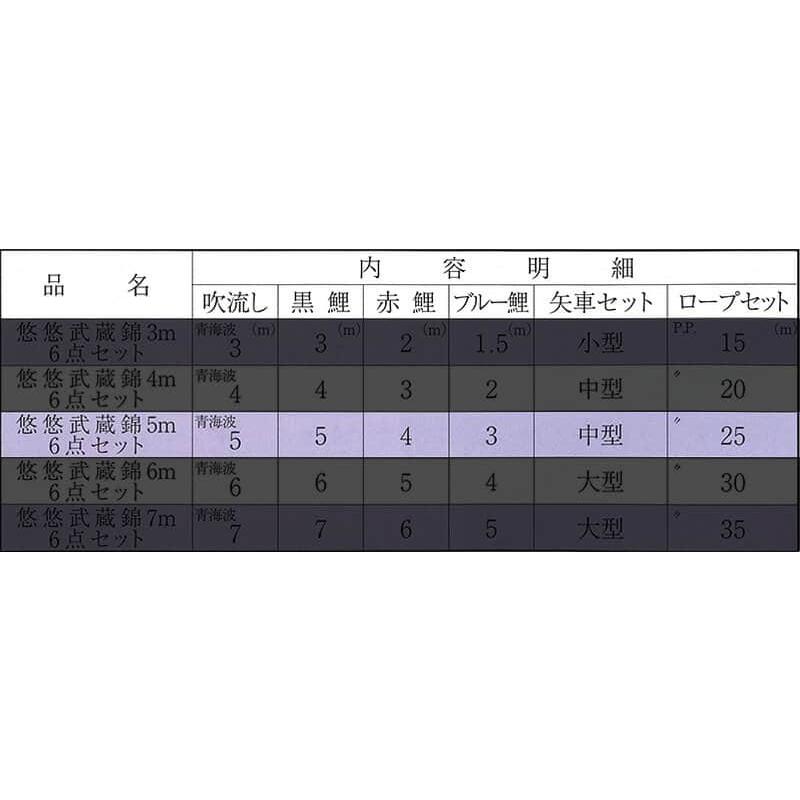 こいのぼり 旭鯉 鯉のぼり 庭園用 5m 6点セット 悠悠武蔵錦 青海波
