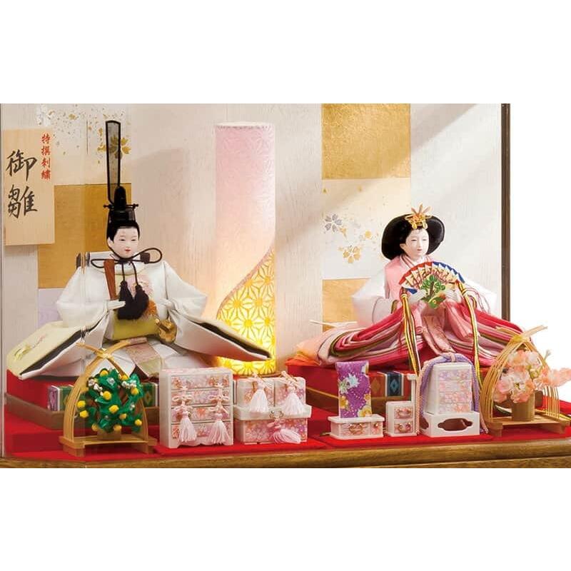 雛人形 平安豊久 ひな人形 ケース飾り 親王飾り 凛 刺繍 芥子親王 六角アクリルケース h083-mo-333697 HJ-217_2