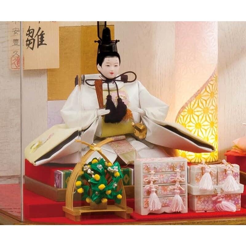 雛人形 平安豊久 ひな人形 ケース飾り 親王飾り 凛 刺繍 芥子親王 六角アクリルケース h083-mo-333697 HJ-217_4