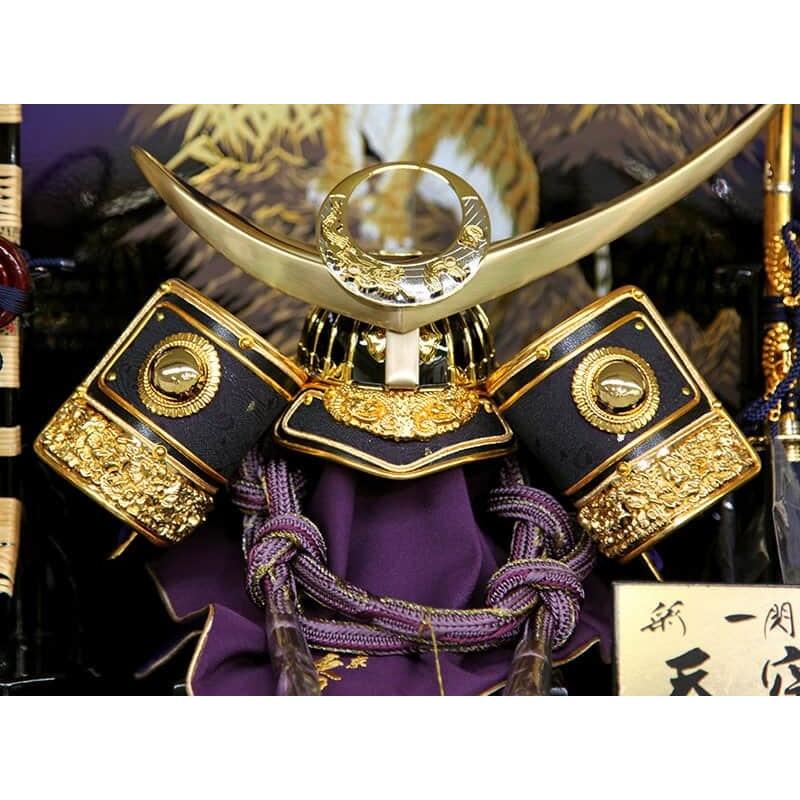 五月人形 久月 コンパクト 上杉謙信 兜収納飾り 兜飾り 彩一閃 天空 紫