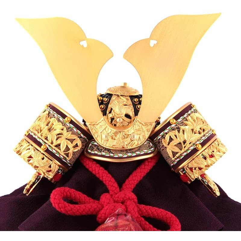 五月人形 コンパクト 兜平飾り 兜飾り 一徳作 竹雀之兜 本正絹絲威 本