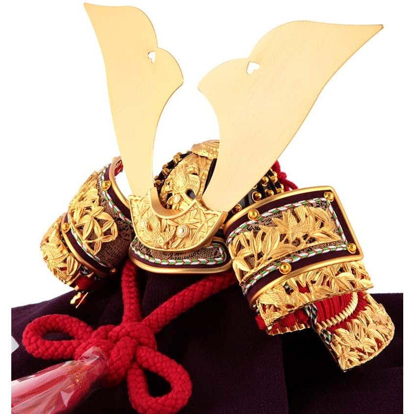 五月人形 コンパクト 兜平飾り 兜飾り 一徳作 竹雀之兜 本正絹絲威 本