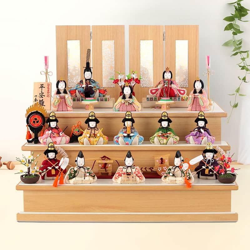 木村一秀 木目込雛人形 5人セット 金彩飾り台付き