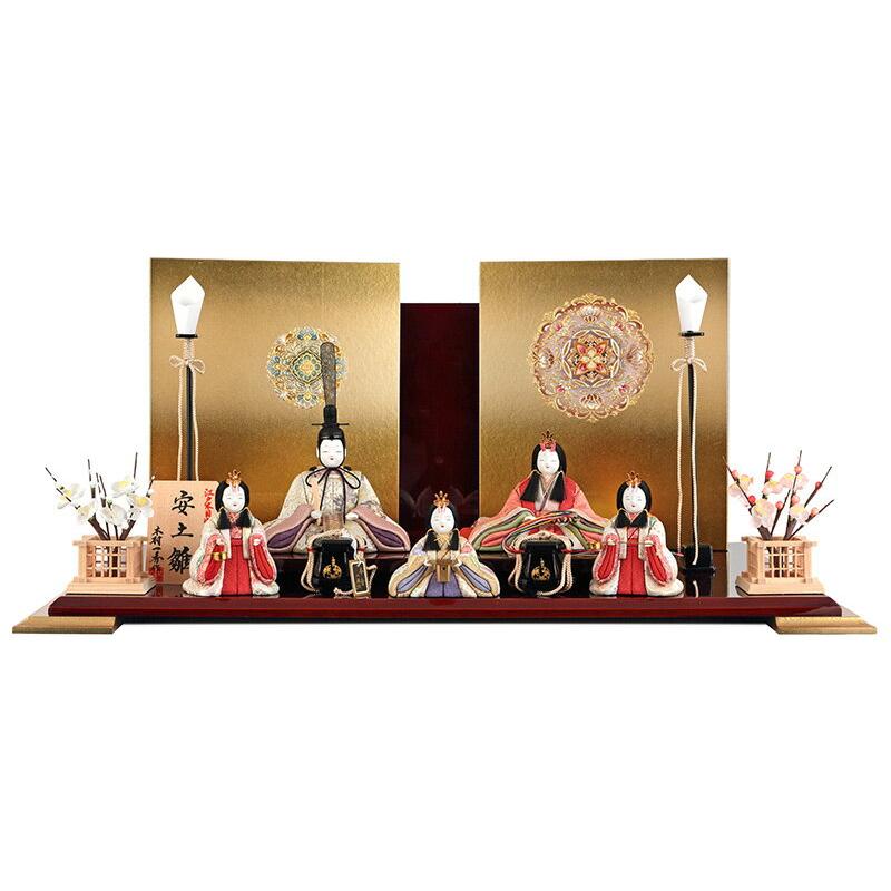 一秀 雛人形 ひな人形 雛 木目込人形飾り 平飾り 五人飾り 木村一秀作