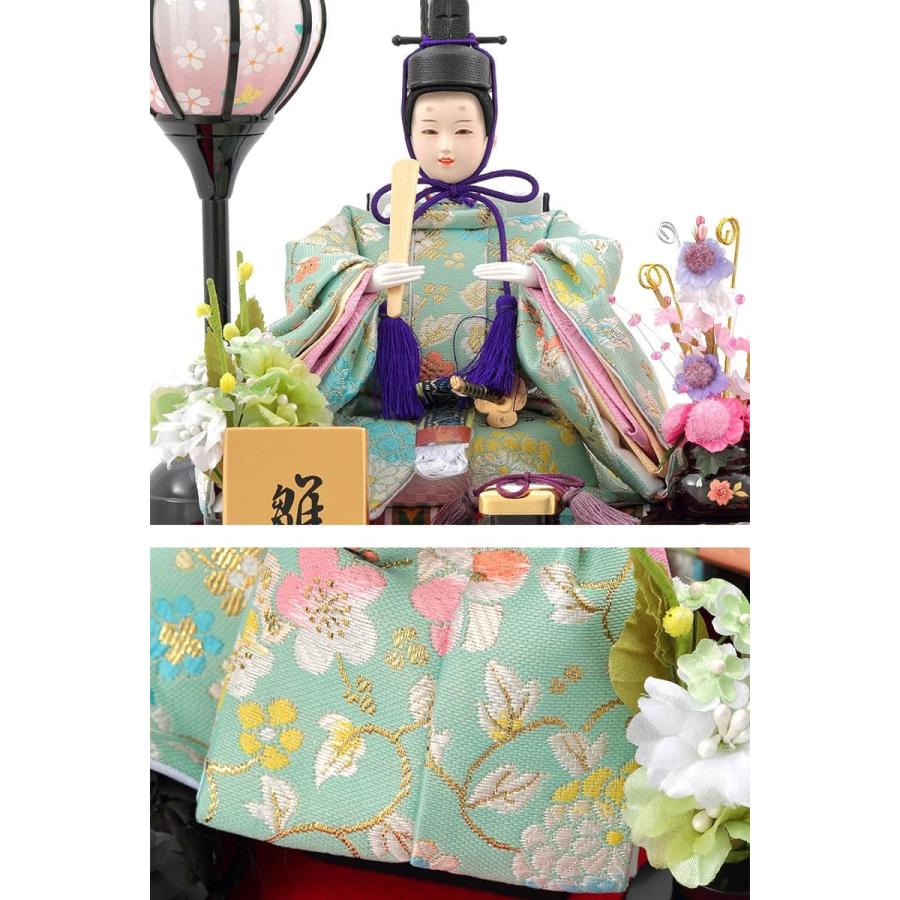 雛人形 コンパクト ひな人形 雛 ケース飾り 親王飾り 清玉作 小芥子親王 黒塗 六角 アクリルケース オルゴール付 h043-sg-2-33-bk-w