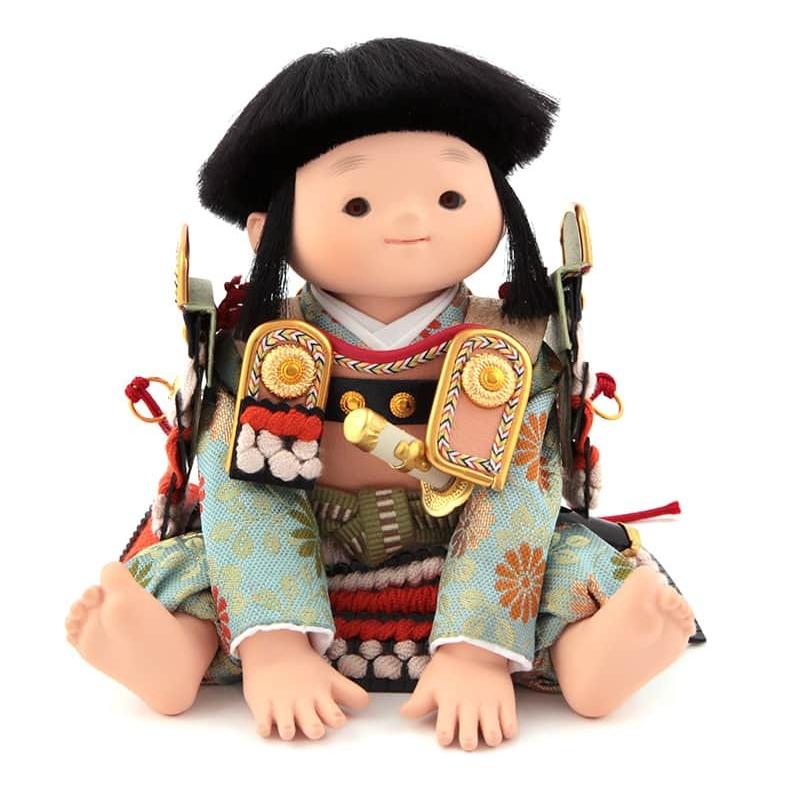 五月人形 コンパクト 幸一光 松崎人形 子供大将飾り 平飾り 光太 こうた 黒小札 緋白威 木製台(クリア) 菖蒲飾り付 h085-koi-5461_3
