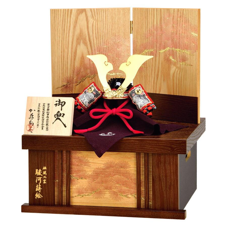 五月人形 コンパクト 豊久 源義経 兜収納飾り 兜飾り 加藤鞆美作 牡丹