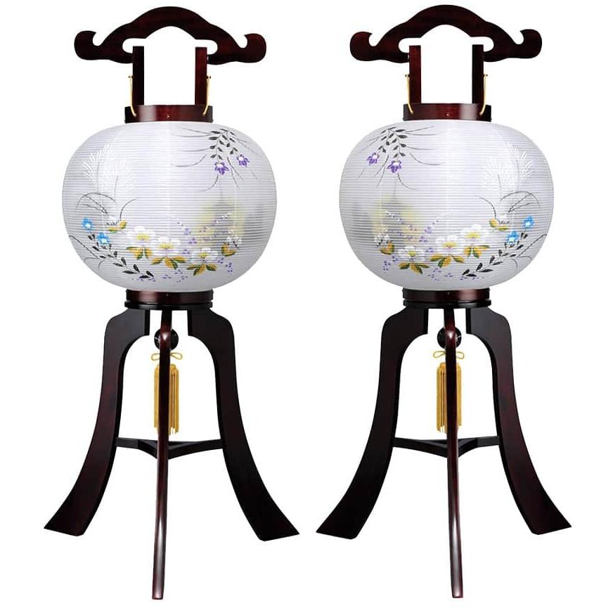 盆提灯 行灯 はづき 11号 サクラ調 一対入 電気コード式 絹製 絹二重 h078-ymt-1103_1
