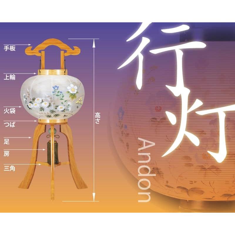 盆提灯 行灯 はづき 11号 サクラ調 一対入 電気コード式 絹製 絹二重 h078-ymt-1103_4