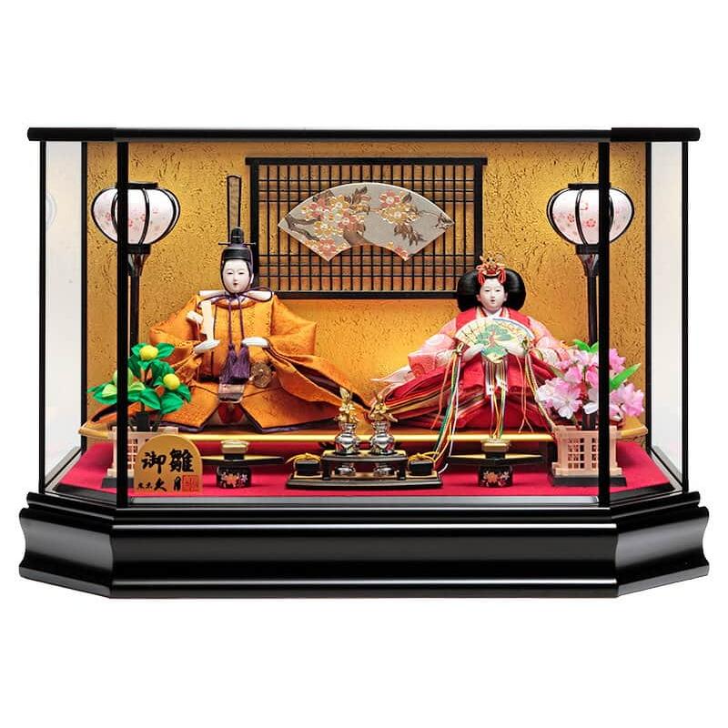 雛人形 久月 ひな人形 ケース飾り 親王飾り 御雛 黄櫨染 六角ケース