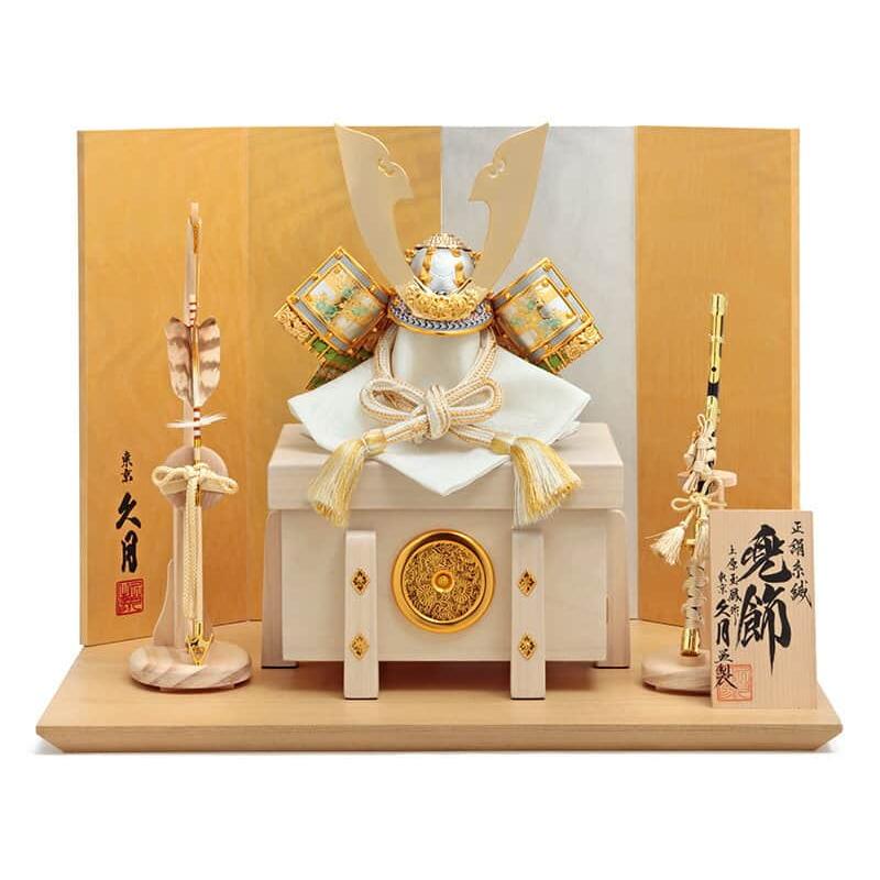 久月 兜平飾り 兜飾り 上原玉鳳作 正絹色々縅 8号 久月 五月人形 兜平飾り 兜飾り 上原玉鳳作 正絹萌黄段縅 8号 h085-k