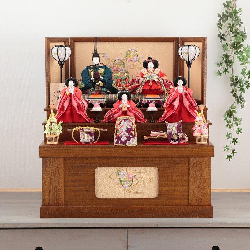 ひな人形 段飾り 多彩な飾り ひなせい 雛人形 ひな人形 雛 収納飾り 三段飾り 五人飾り 御雛 平安調